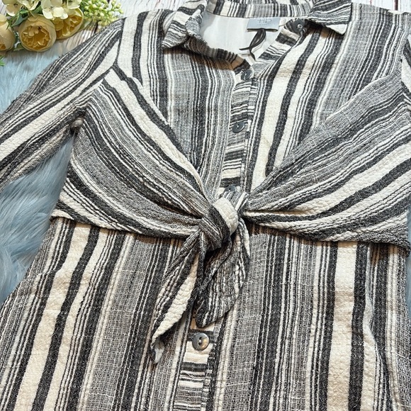 Anthropologie HD in Paris Tie Waist Shirt Linen Blend Dress sz 2 - Picture 5 of 7